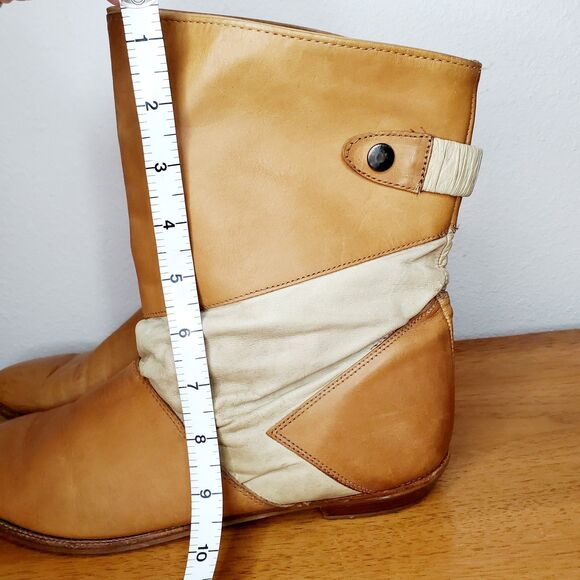 VTG Leather Slouchy Cowboy Boots Peter Pan Pull On Shoes Western Casual SZ 12N - Picture 11 of 12